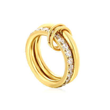 Height 6.5mm Double Ring with Diamonds Ring Gold/Two-Tone Gold asonjewelry