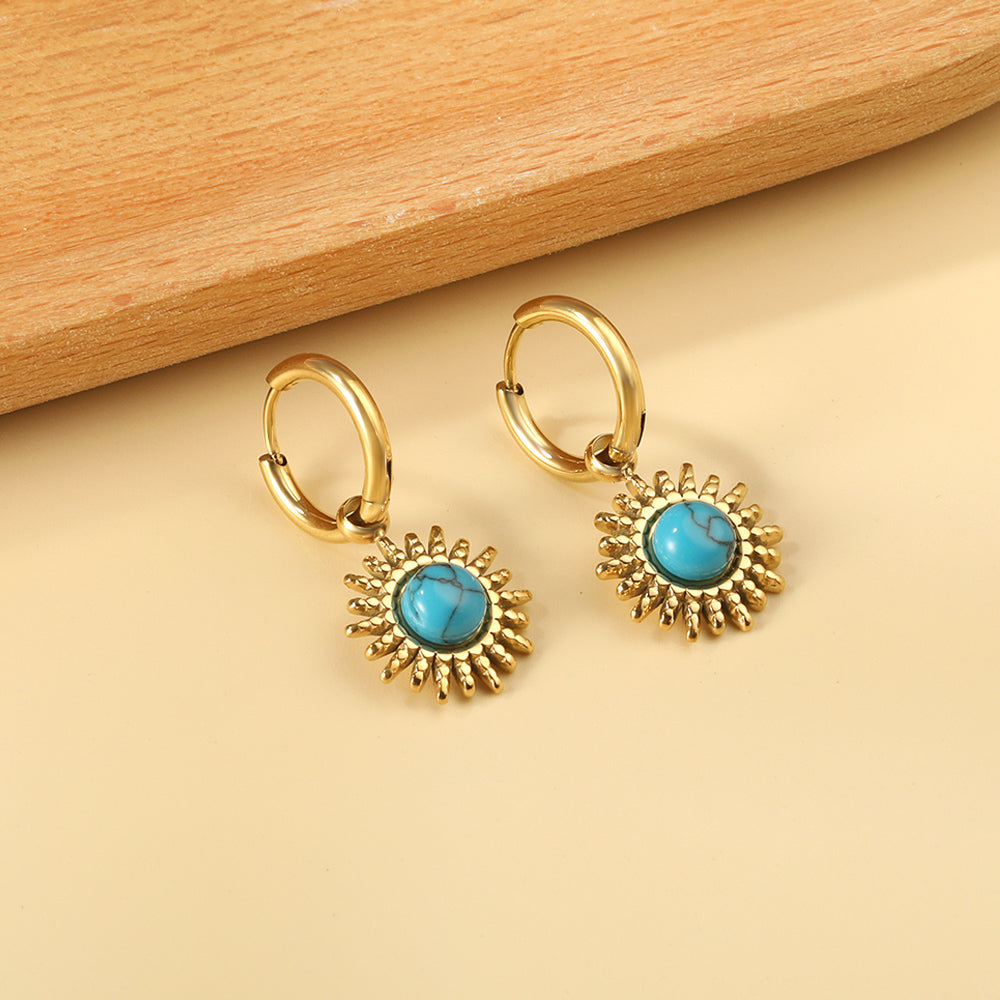 Blue turquoise sun earrings asonjewelry