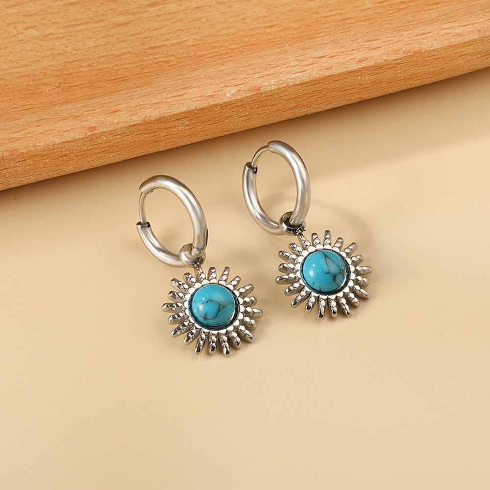 Blue turquoise sun earrings asonjewelry