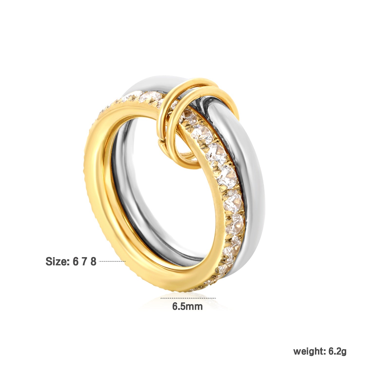 Height 6.5mm Double Ring with Diamonds Ring Gold/Two-Tone Gold asonjewelry