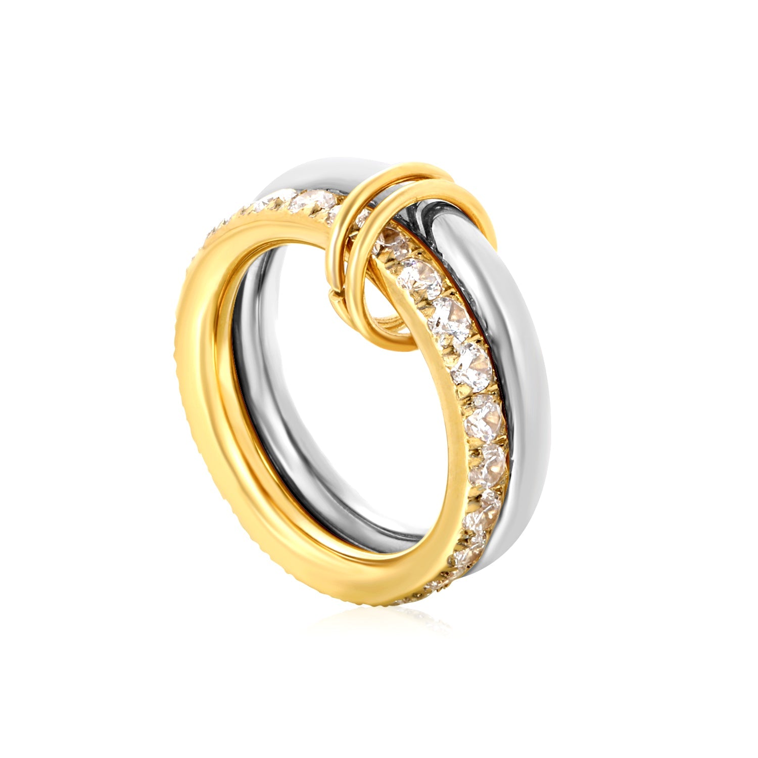 Height 6.5mm Double Ring with Diamonds Ring Gold/Two-Tone Gold asonjewelry