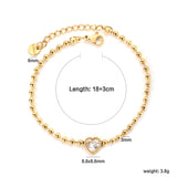 8.6*8.6mm white/light purple/pomegranate red zirconia 3mm bead chain 18+3cm+6mm round pendant bracelet