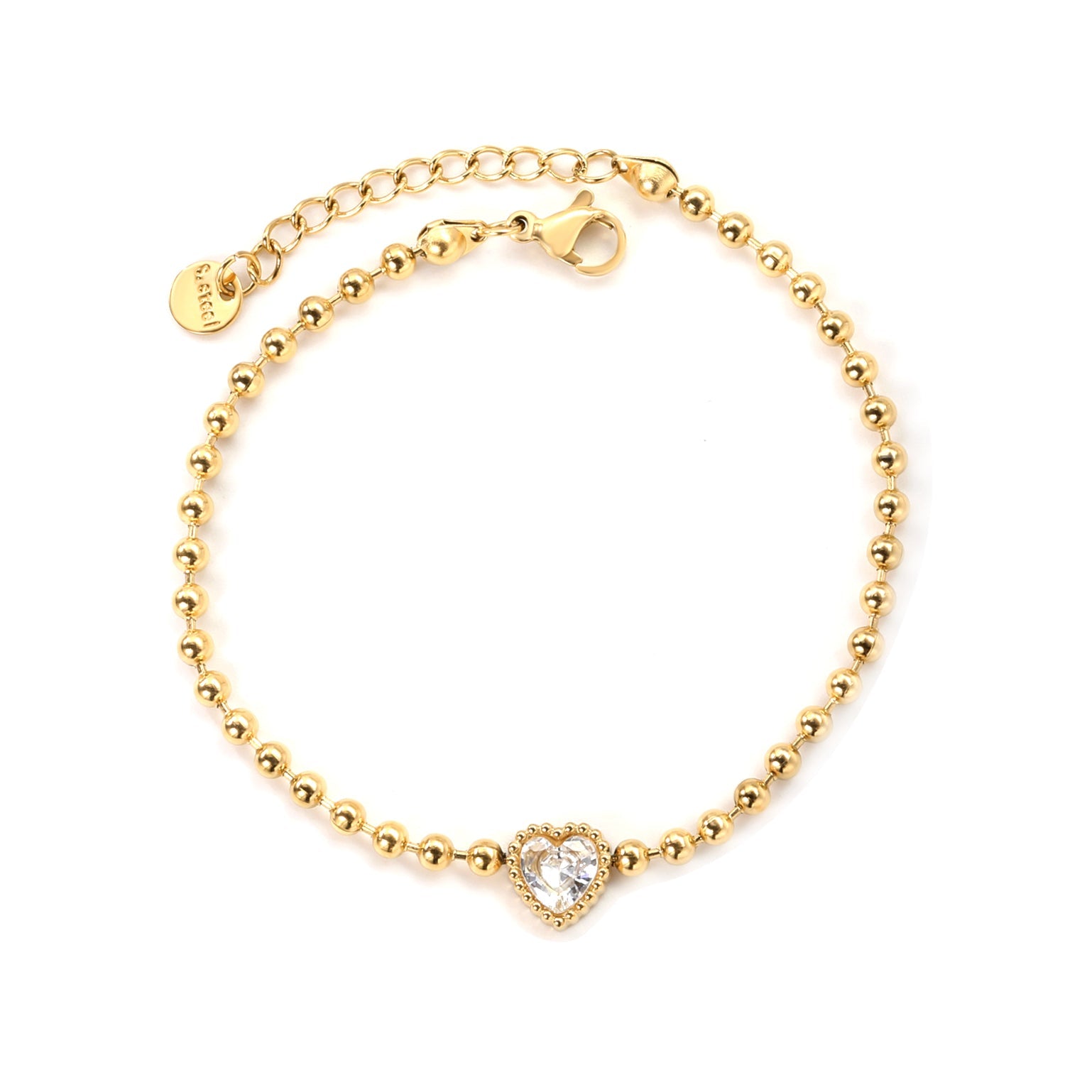 8.6*8.6mm white/light purple/pomegranate red zirconia 3mm bead chain 18+3cm+6mm round pendant bracelet asonjewelry