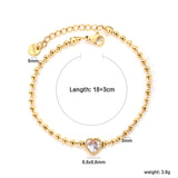 8.6*8.6mm white/light purple/pomegranate red zirconia 3mm bead chain 18+3cm+6mm round pendant bracelet