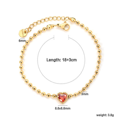8.6*8.6mm white/light purple/pomegranate red zirconia 3mm bead chain 18+3cm+6mm round pendant bracelet asonjewelry