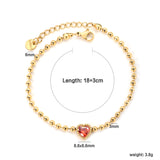 8.6*8.6mm white/light purple/pomegranate red zirconia 3mm bead chain 18+3cm+6mm round pendant bracelet