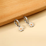 2.0mm x 10mm Inner Ear Hook with 8.4mm Orange-Centered Daisy Accessories, Earrings, Steel/Gold