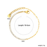 2mm white/black/purple/pink/light blue four-prong round zirconia 18+3cm+6mm round pendant bracelet, gold
