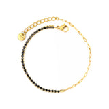2mm white/black/purple/pink/light blue four-prong round zirconia 18+3cm+6mm round pendant bracelet, gold