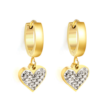 3x12.6mm circle with heart-shaped white clay diamond stud earrings asonjewelry