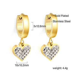 3x12.6mm circle with heart-shaped white clay diamond stud earrings