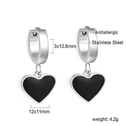 3x12.6mm circle with heart-shaped oil drop earrings asonjewelry