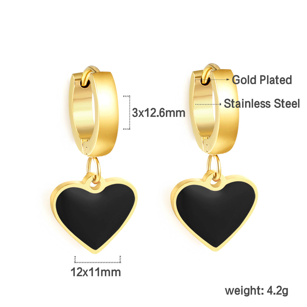 3x12.6mm circle with heart-shaped oil drop earrings asonjewelry
