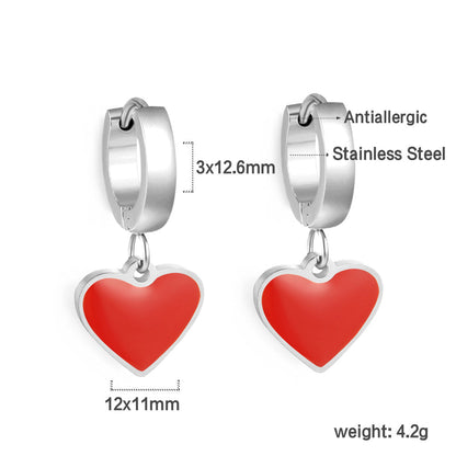 3x12.6mm circle with heart-shaped oil drop earrings asonjewelry