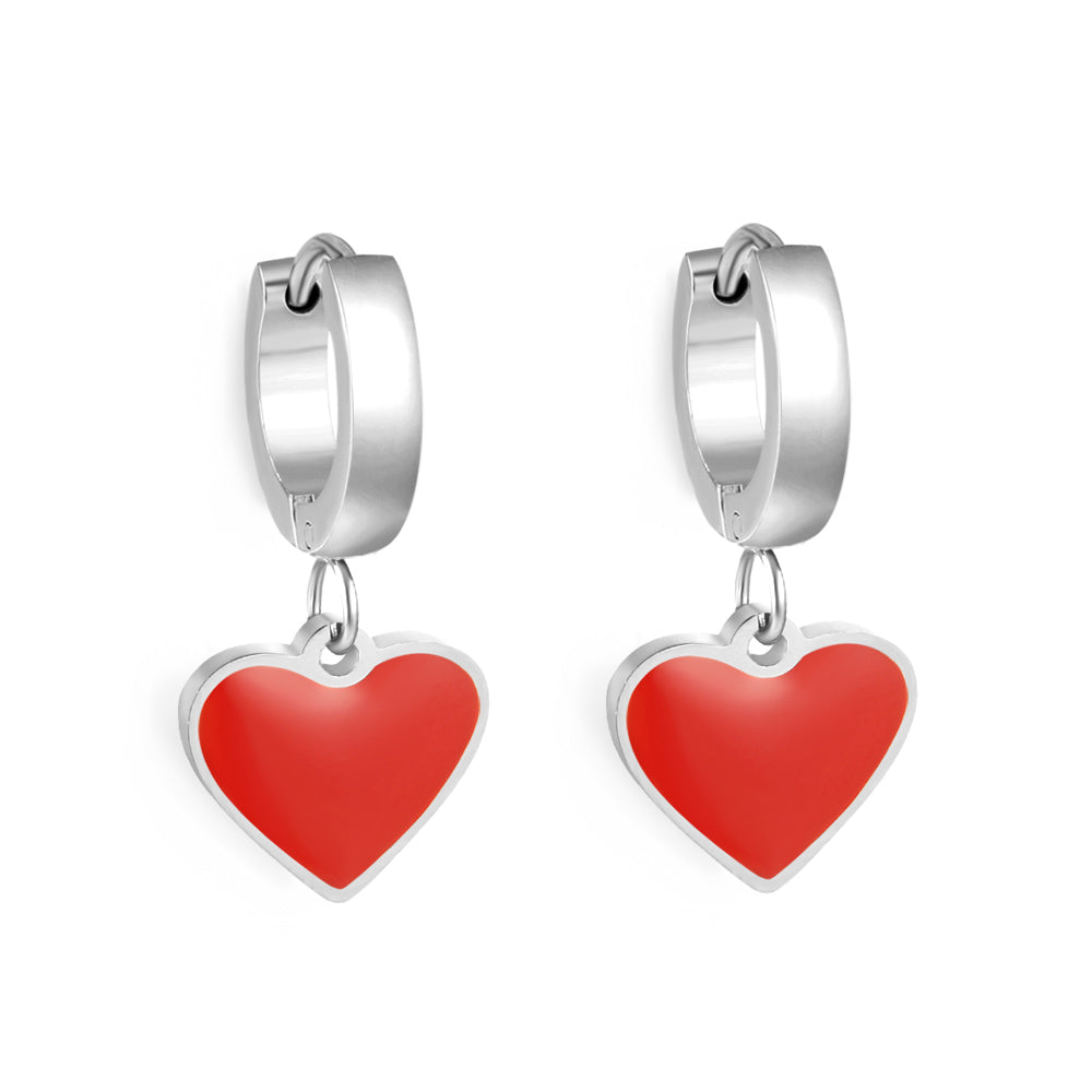 3x12.6mm circle with heart-shaped oil drop earrings asonjewelry