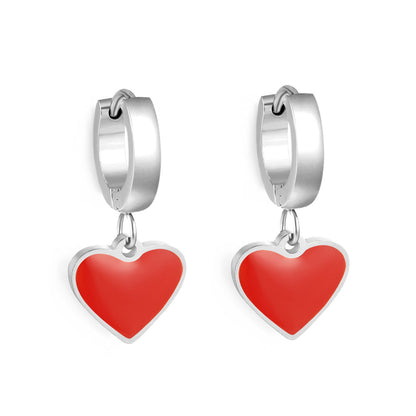 3x12.6mm circle with heart-shaped oil drop earrings asonjewelry