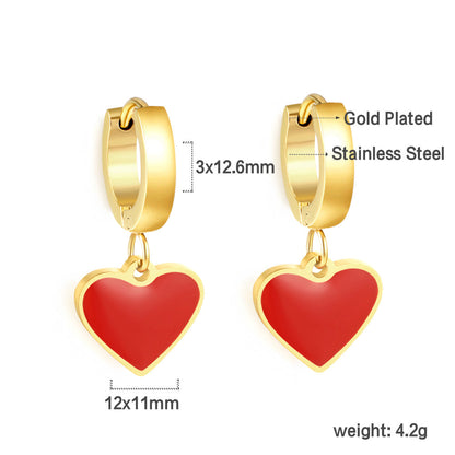 3x12.6mm circle with heart-shaped oil drop earrings asonjewelry
