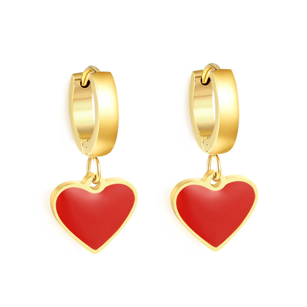 3x12.6mm circle with heart-shaped oil drop earrings asonjewelry