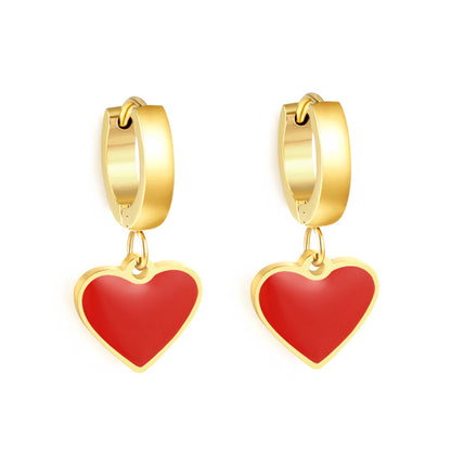 3x12.6mm circle with heart-shaped oil drop earrings asonjewelry