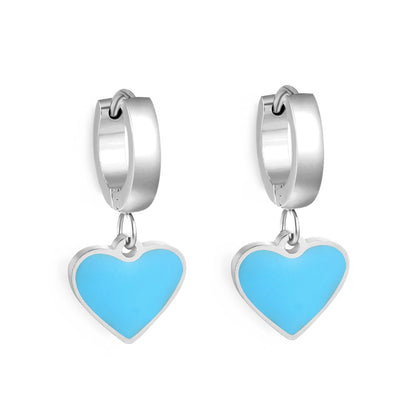 3x12.6mm circle with heart-shaped oil drop earrings asonjewelry