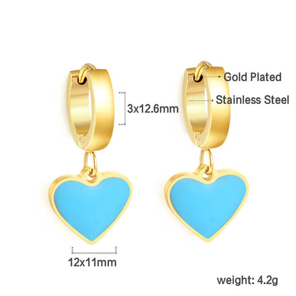 3x12.6mm circle with heart-shaped oil drop earrings asonjewelry