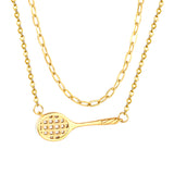 Badminton Racket Accessory 0.6 Long Hammer Cross Chain Cross Chain Round Tag Necklace Gold