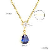 5mm square diamond + 8*11mm green teardrop diamond 0.4ct Angled chain with round pendant Necklace in gold/steel