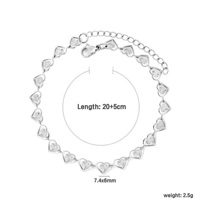 7.4 x 6mm heart-shaped accessory, 20+5cm, bracelet, steel color/gold color asonjewelry