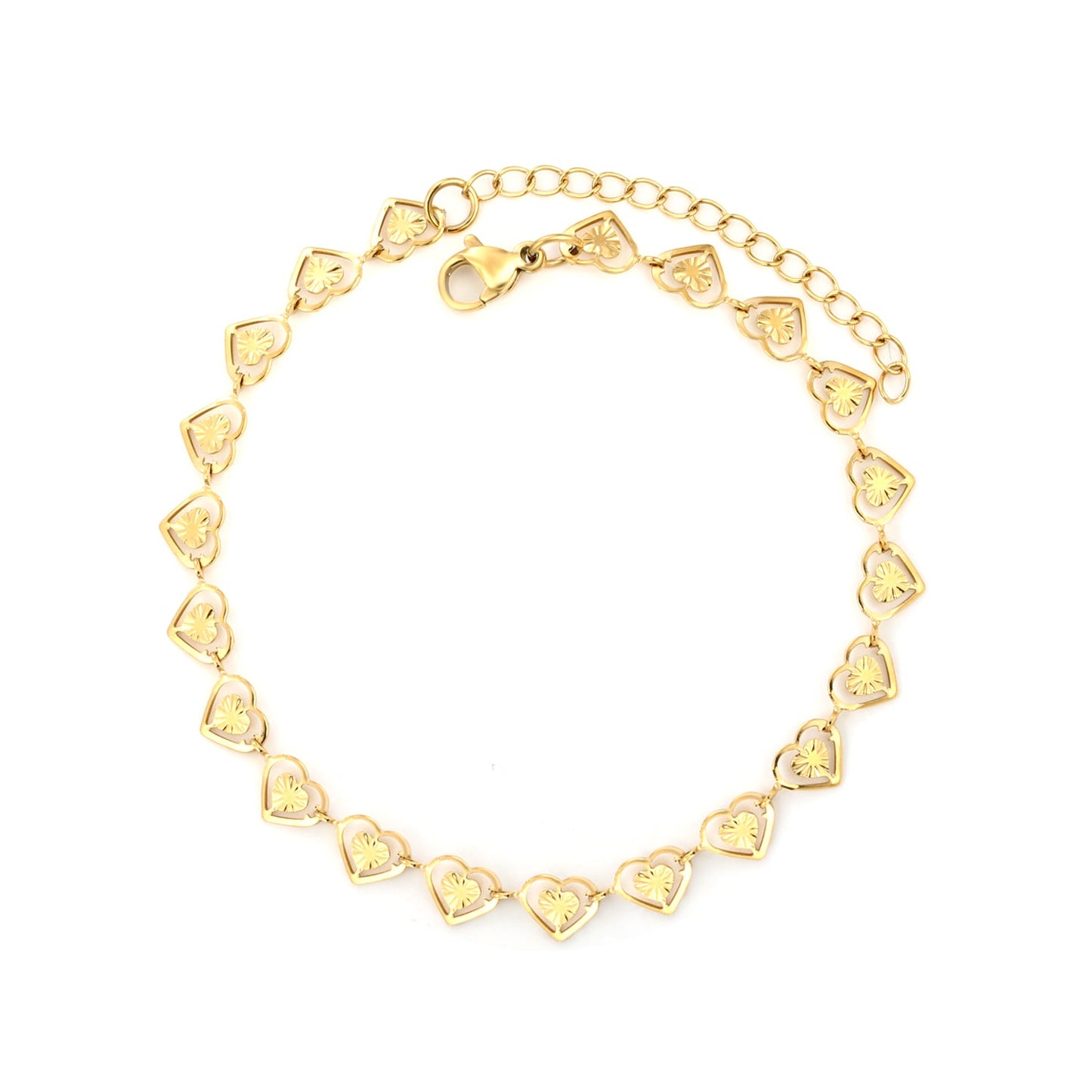 7.4 x 6mm heart-shaped accessory, 20+5cm, bracelet, steel color/gold color asonjewelry