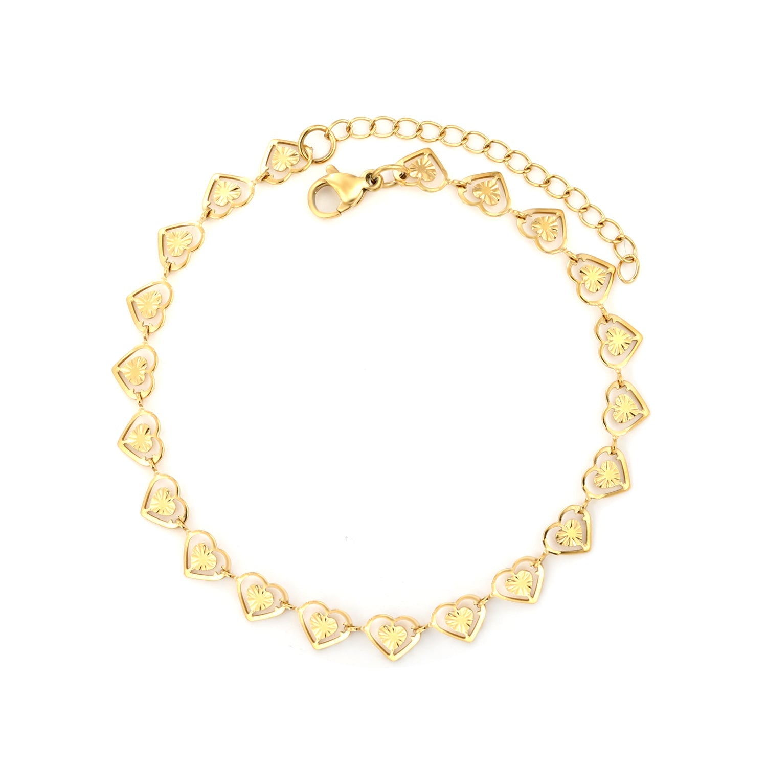 7.4 x 6mm heart-shaped accessory, 20+5cm, bracelet, steel color/gold color asonjewelry