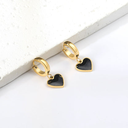3x12.6mm circle with heart-shaped oil drop earrings asonjewelry