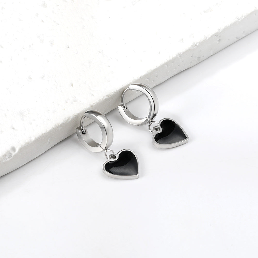 3x12.6mm circle with heart-shaped oil drop earrings asonjewelry
