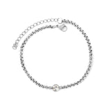 6mm white diamond-set pendant, width 2.9 x 18+5cm, bracelet, steel color/gold color