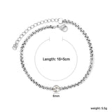 6mm white diamond-set pendant, width 2.9 x 18+5cm, bracelet, steel color/gold color