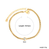 6mm white diamond-set pendant, width 2.9 x 18+5cm, bracelet, steel color/gold color