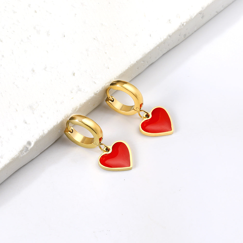 3x12.6mm circle with heart-shaped oil drop earrings asonjewelry