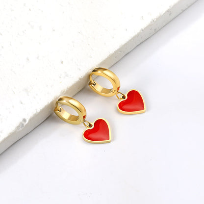 3x12.6mm circle with heart-shaped oil drop earrings asonjewelry