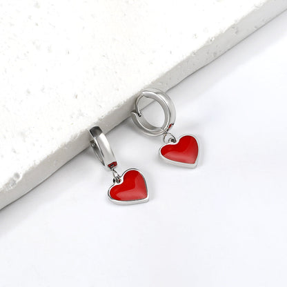 3x12.6mm circle with heart-shaped oil drop earrings asonjewelry