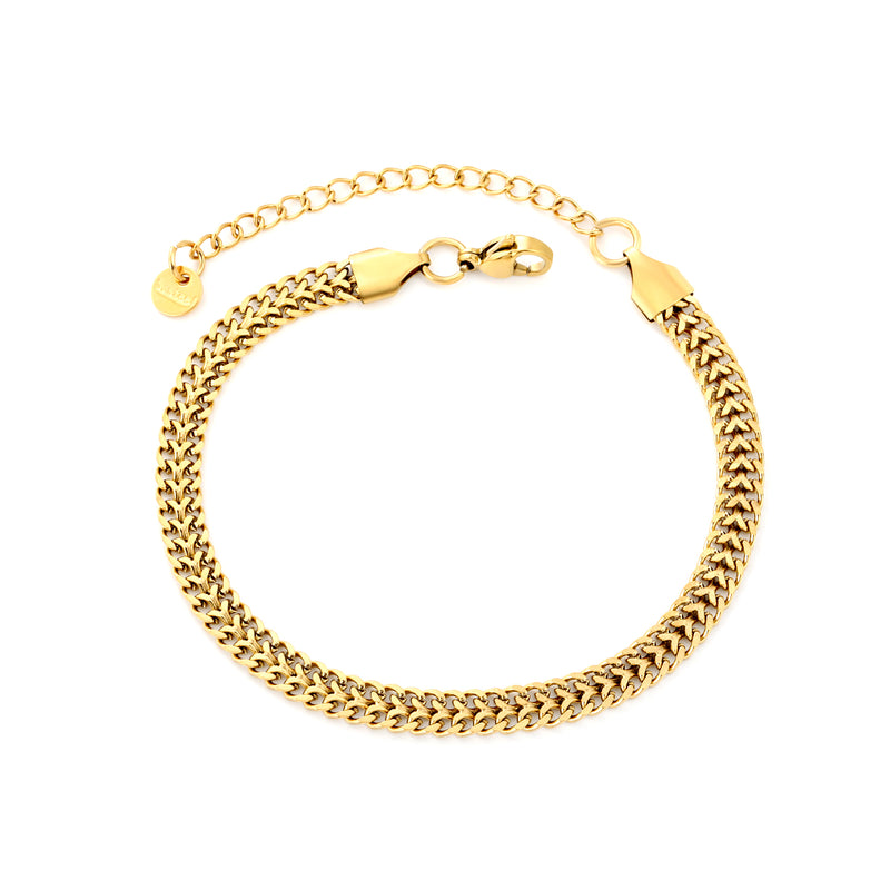 Double-Strand Chain Bracelet 19+5cm Gold
