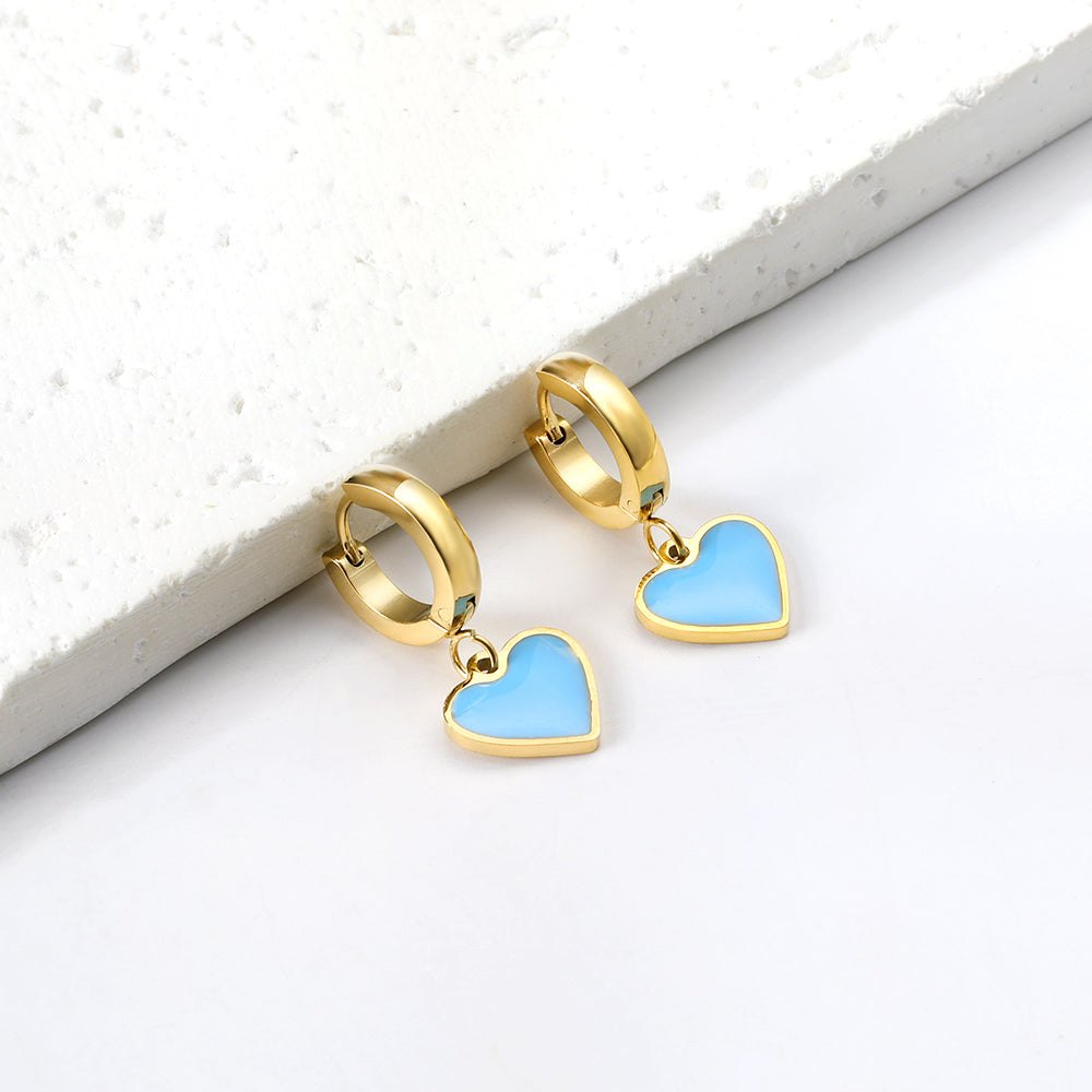 3x12.6mm circle with heart-shaped oil drop earrings asonjewelry