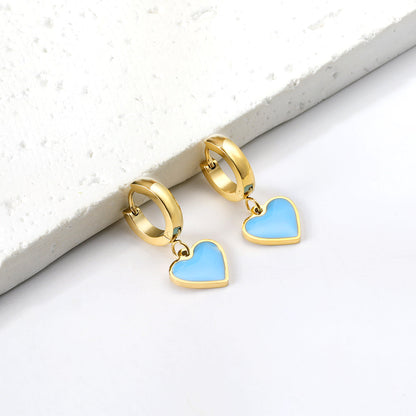 3x12.6mm circle with heart-shaped oil drop earrings asonjewelry
