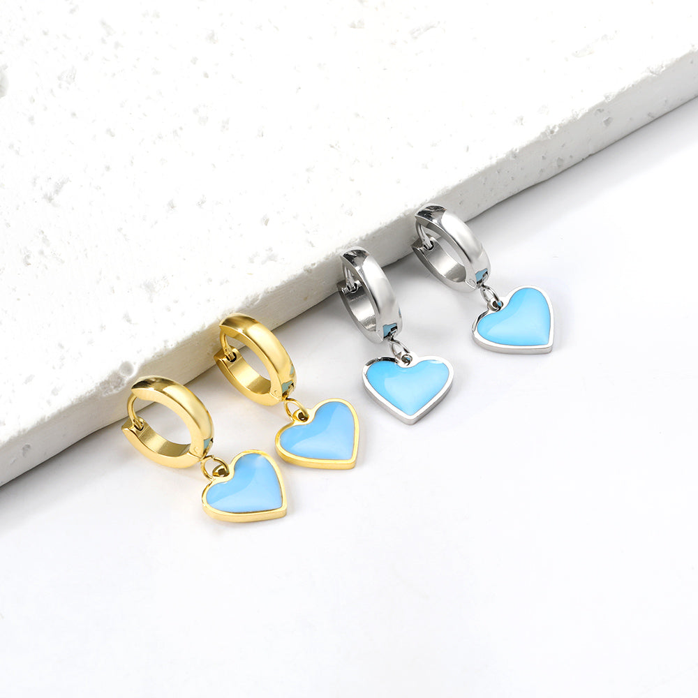 3x12.6mm circle with heart-shaped oil drop earrings asonjewelry