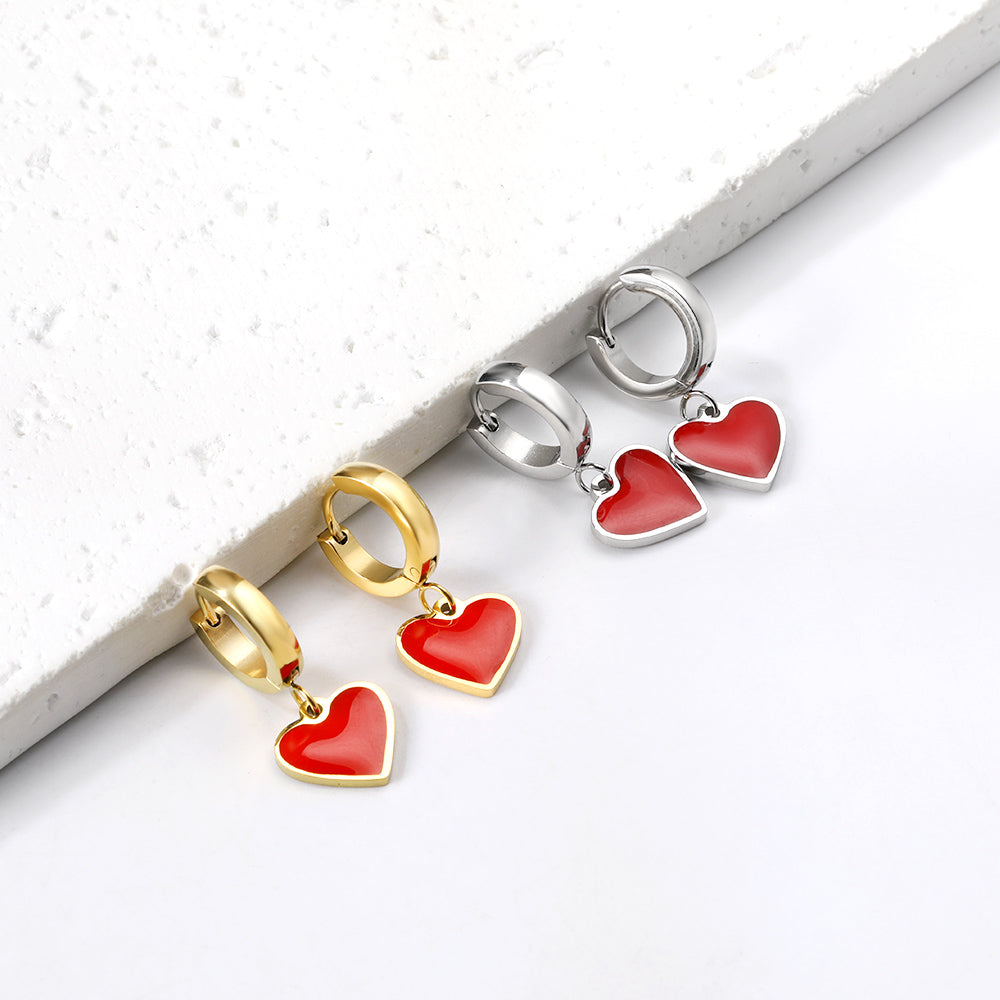 3x12.6mm circle with heart-shaped oil drop earrings asonjewelry