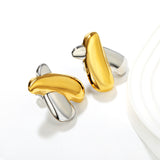 27mm*31mm Two-Tone X-Shaped Stud Earrings, Two-Tone Gold