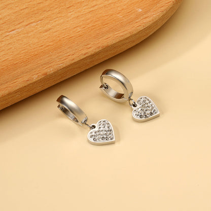 3x12.6mm circle with heart-shaped white clay diamond stud earrings asonjewelry