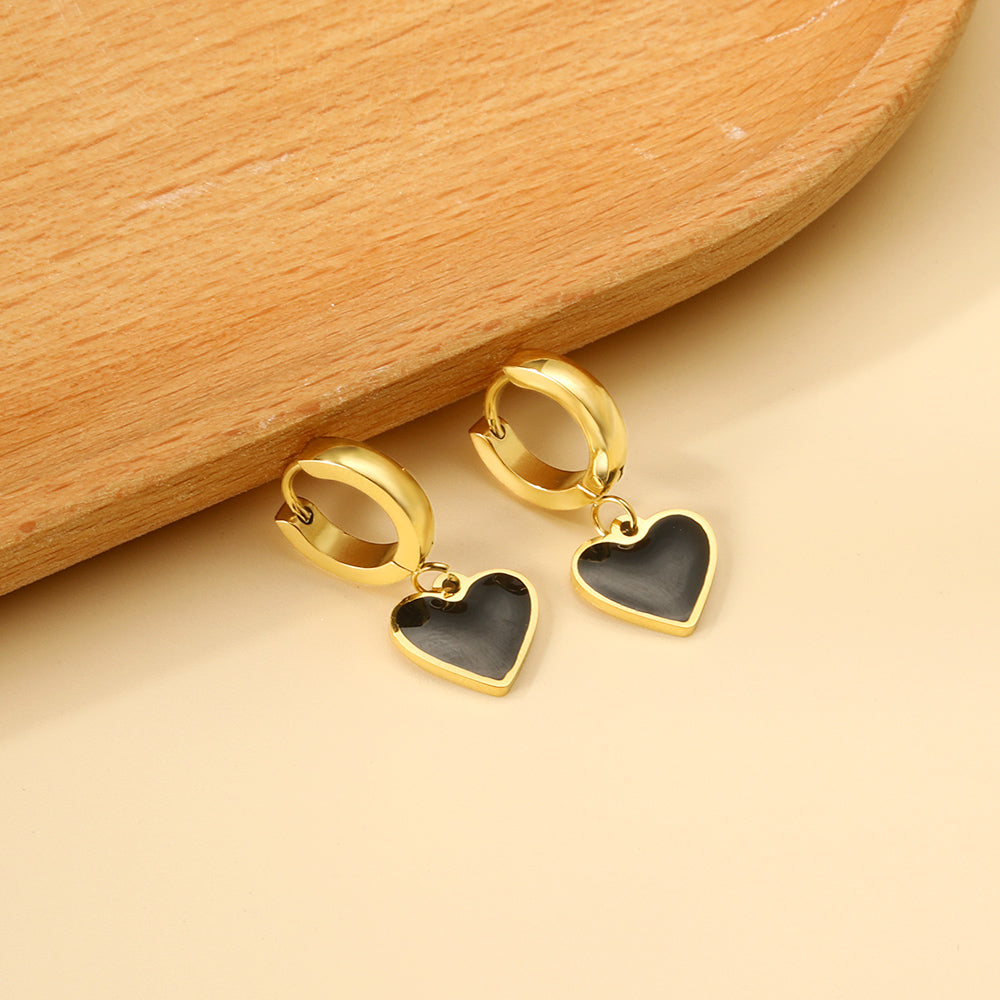 3x12.6mm circle with heart-shaped oil drop earrings asonjewelry
