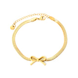 12 x 20 mm bow 4 mm blade chain 18 + 5 cm + 6 mm round tag bracelet Steel color/gold color
