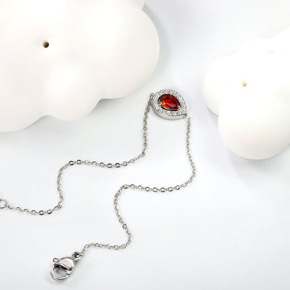 8.7*11mm Round with CNC White Zirconium Ring + Garnet Red Real Zirconium Accessories Bracelet 17+3cm+6mm Round End Plaque Steel/Golden asonjewelry