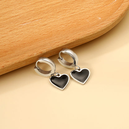 3x12.6mm circle with heart-shaped oil drop earrings asonjewelry