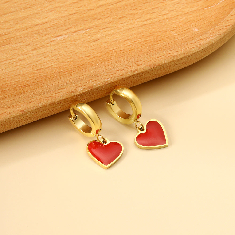 3x12.6mm circle with heart-shaped oil drop earrings asonjewelry